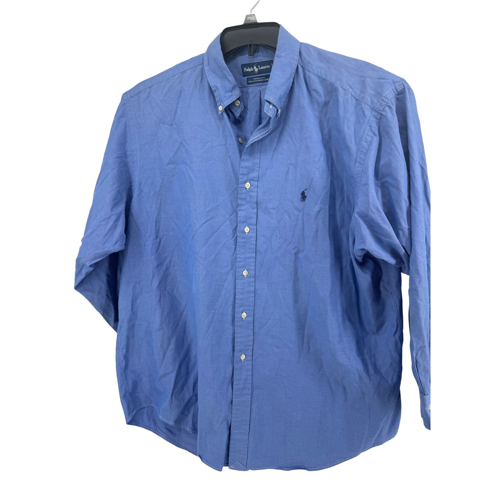 Ralph Lauren Yarmouth Shirt Mens 17.5 32/33 Blue Pinpoint Oxford Button Down